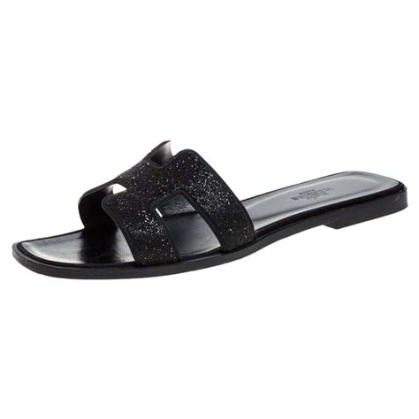 hermes oran sandals black glitter|Hermes sandals original.